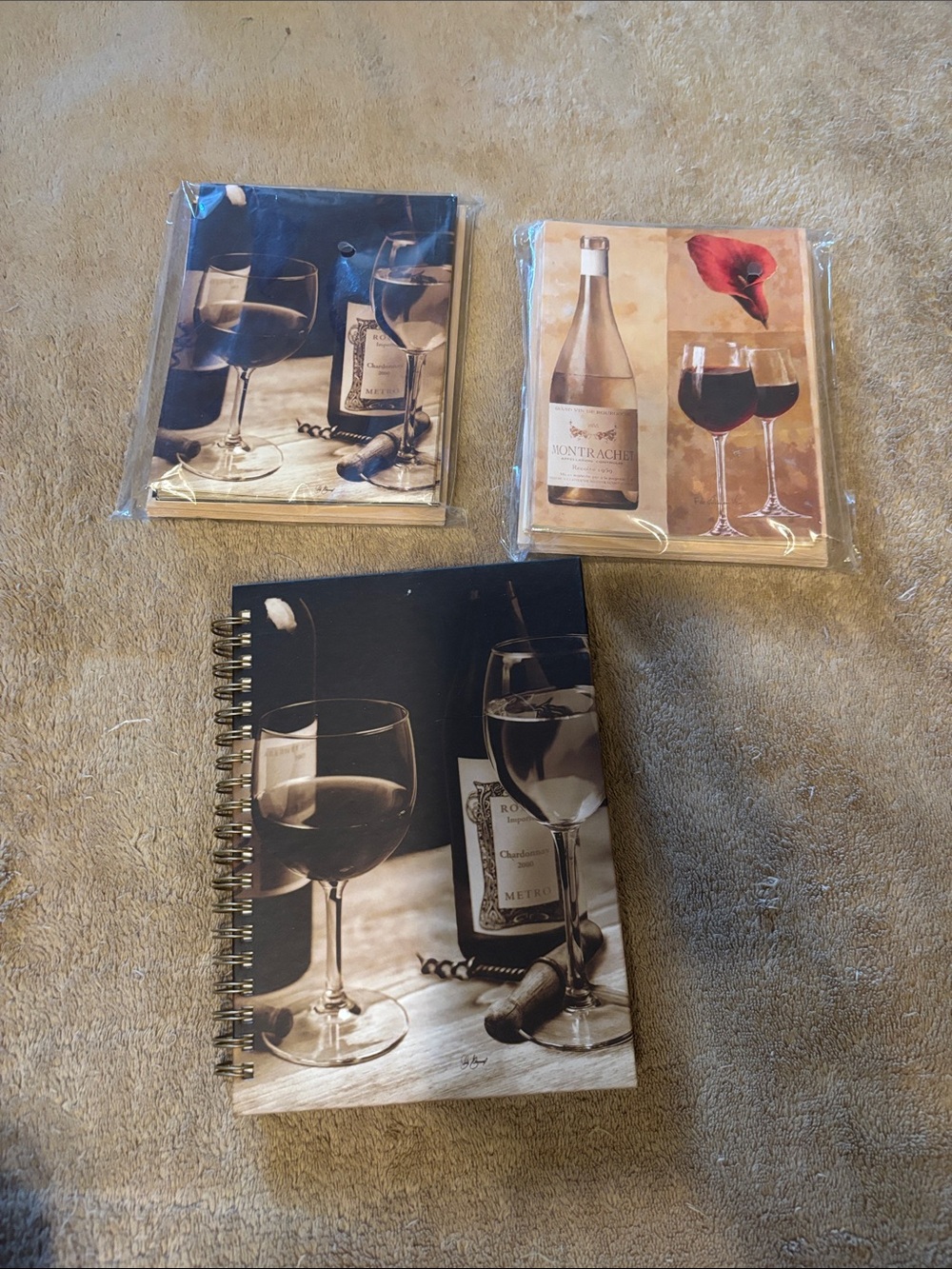 Spiral Notebook with Wine Glass Cover - Black